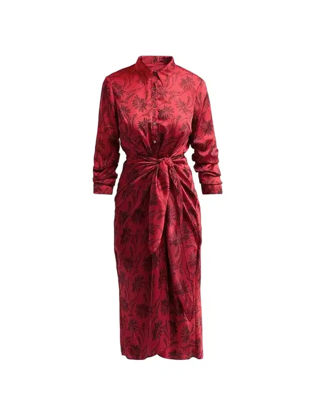Cinq à Sept Women's Jacey Paisley Fan Midi Dress - Warm Cranberry Black
