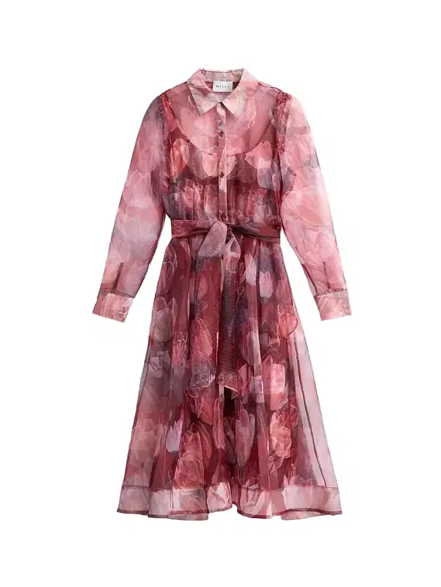 Milly Women's Suzie Floral Semi-Sheer Midi Shirtdress - Red Multi