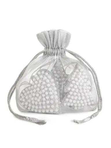 Sudha Pennathur Holiday Metallic & Imitation Pearl Heart, Tree, & Star 3-Piece Ornament Set - Silver | Thumbnail 3