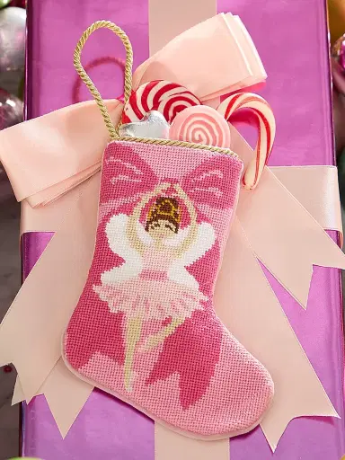 Bauble Stockings x Sainty Nelsen The Brianna Ballerina Mini Bauble Stocking | Thumbnail 1 Bauble Stockings x Sainty Nelsen The Brianna Ballerina Mini Bauble Stocking | Thumbnail 1