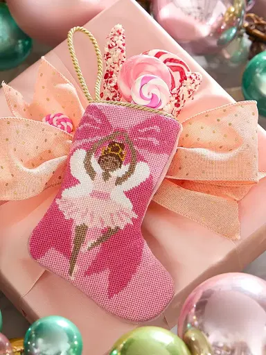 Bauble Stockings x Sainty Nelsen The Brianna Ballerina Mini Bauble Stocking | Thumbnail 1 Bauble Stockings x Sainty Nelsen The Brianna Ballerina Mini Bauble Stocking | Thumbnail 1