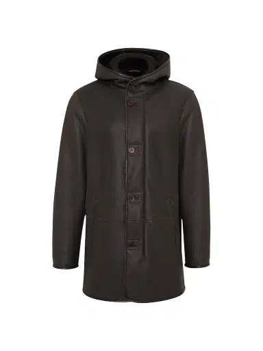 Gorski Men's Embossed Select Shearling Lamb Stroller Coat - Brown | Thumbnail 1 Gorski Men's Embossed Select Shearling Lamb Stroller Coat - Brown | Thumbnail 1
