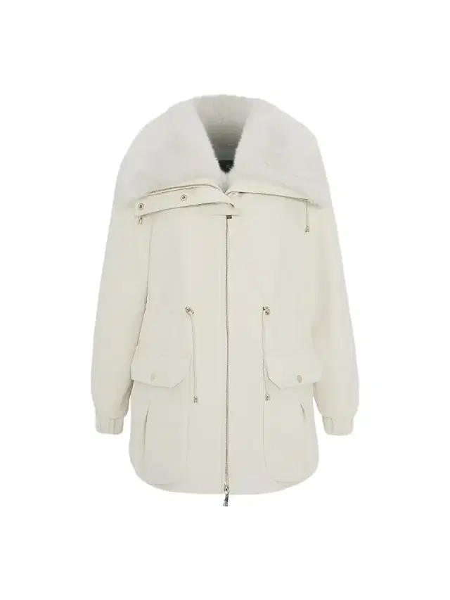 Gorski Women's Zip Coat with Detachable Lamb Collar - Cream