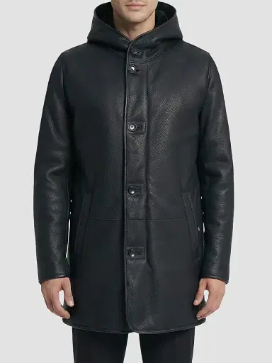 Gorski Men's Embossed Select Shearling Lamb Stroller Coat - Black | Thumbnail 3 Gorski Men's Embossed Select Shearling Lamb Stroller Coat - Black | Thumbnail 3