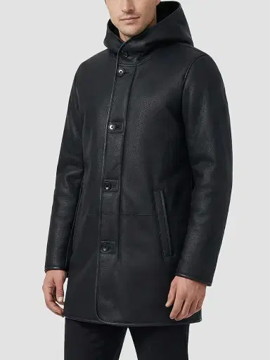 Gorski Men's Embossed Select Shearling Lamb Stroller Coat - Black | Thumbnail 4 Gorski Men's Embossed Select Shearling Lamb Stroller Coat - Black | Thumbnail 4