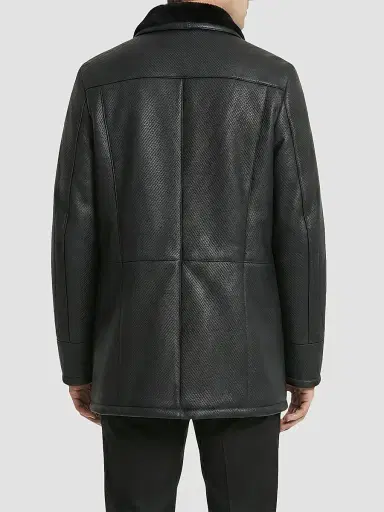 Gorski Men's Embossed Merino Shearling Lamb Stroller Coat - Black | Thumbnail 5 Gorski Men's Embossed Merino Shearling Lamb Stroller Coat - Black | Thumbnail 5
