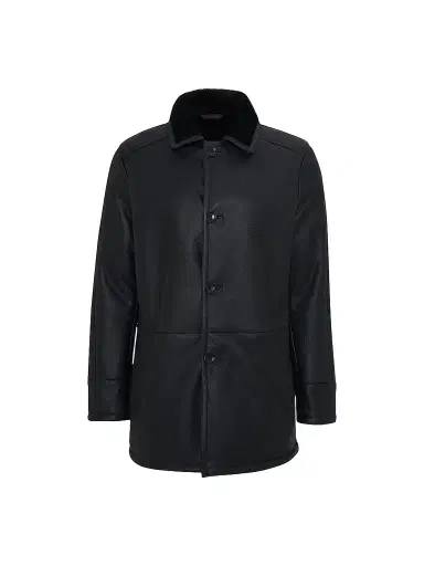 Gorski Men's Embossed Merino Shearling Lamb Stroller Coat - Black | Thumbnail 1 Gorski Men's Embossed Merino Shearling Lamb Stroller Coat - Black | Thumbnail 1