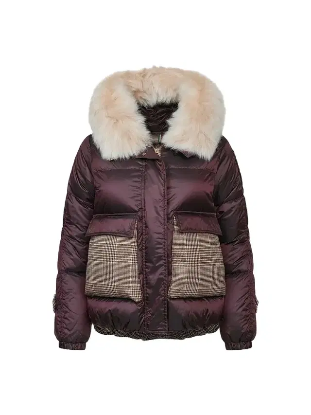Gorski Women's Apres-Ski Mix Media Parka Coat with Detachable Lamb Hood Trim - Burgundy Iceberg - Size XL