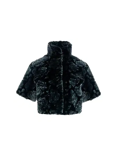 Gorski Women's Select Lamb Rose Cut Bolero Cropped Sleeves Coat - Emerald Brisa - Size Large | Thumbnail 1 Gorski Women's Select Lamb Rose Cut Bolero Cropped Sleeves Coat - Emerald Brisa - Size Large | Thumbnail 1