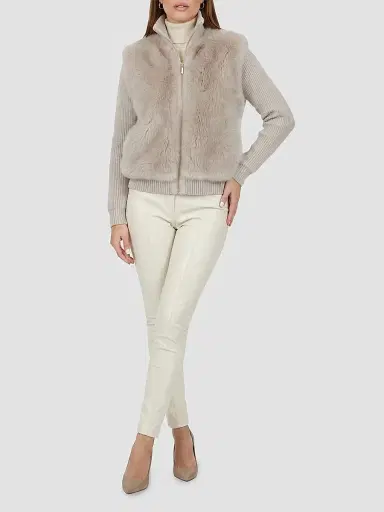 Gorski Women's Wool Blend Quilted Down Coat - Beige - Size Large | Thumbnail 2 Gorski Women's Wool Blend Quilted Down Coat - Beige - Size Large | Thumbnail 2
