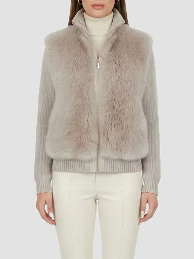 Gorski Women's Wool Blend Quilted Down Coat - Beige - Size Large | Thumbnail 3 Gorski Women's Wool Blend Quilted Down Coat - Beige - Size Large | Thumbnail 3