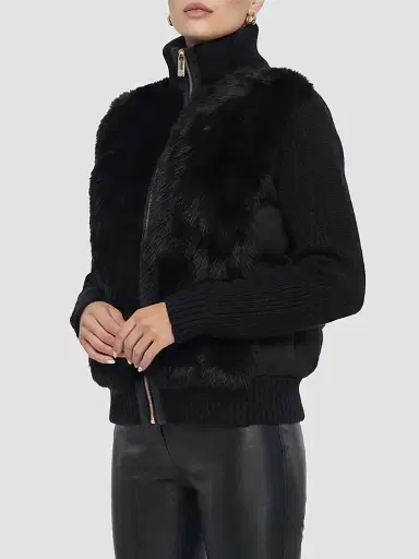 Gorski Women's Wool Blend Quilted Down Coat - Black - Size XL | Thumbnail 4