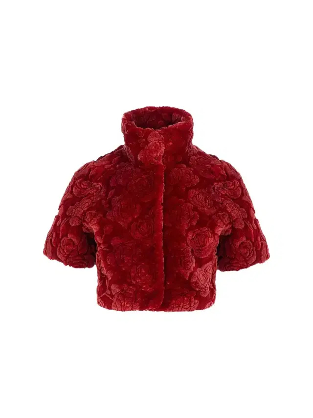 Gorski Women's Select Lamb Rose Cut Bolero Cropped Sleeves Coat - Red Brisa