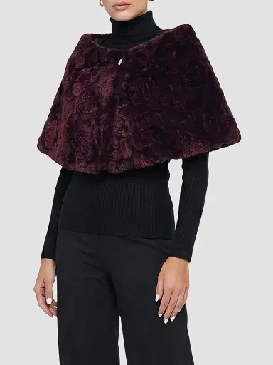 Gorski Women's Select Lamb Rose Cut Capelet - Burgundy Brisa | Thumbnail 4 Gorski Women's Select Lamb Rose Cut Capelet - Burgundy Brisa | Thumbnail 4