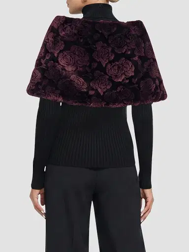Gorski Women's Select Lamb Rose Cut Capelet - Burgundy Brisa | Thumbnail 5 Gorski Women's Select Lamb Rose Cut Capelet - Burgundy Brisa | Thumbnail 5