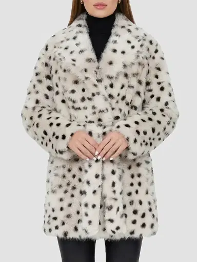 Gorski Women's Reversible Shearling Lamb Stroller, Belt - Beige Black Spotted - Size Large | Thumbnail 3