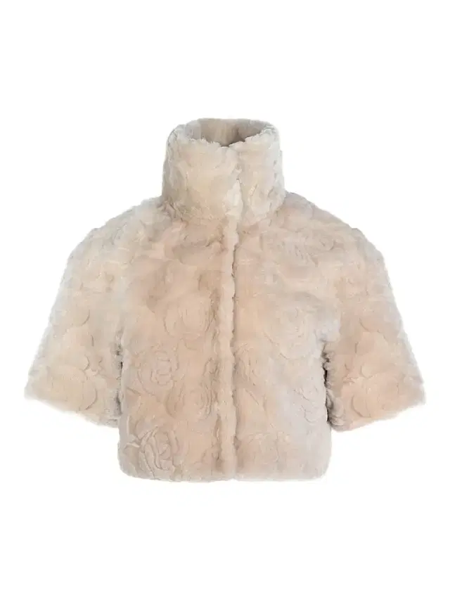 Gorski Women's Select Lamb Rose Cut Bolero Cropped Sleeves Coat - Cream Brisa - Size XL