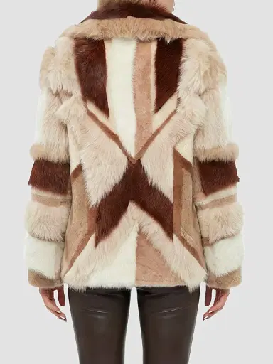 Gorski Women's Merino and Toscana Shearling Lamb Intarsia Coat - Cream Multicolor - Size Large | Thumbnail 5 Gorski Women's Merino and Toscana Shearling Lamb Intarsia Coat - Cream Multicolor - Size Large | Thumbnail 5