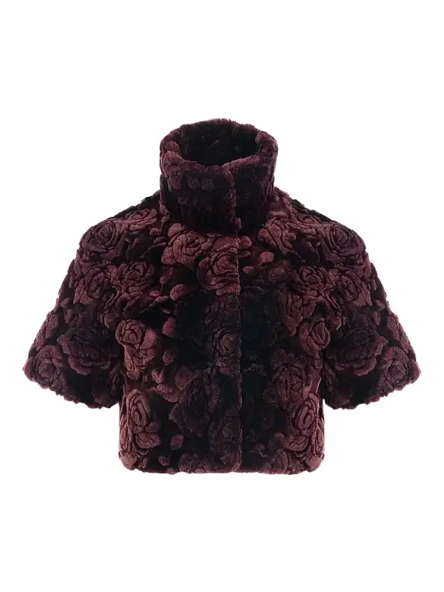 Gorski Women's Select Lamb Rose Cut Bolero Cropped Sleeves Coat - Burgundy Brisa - Size XL