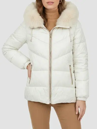 Gorski Women's Apres-Ski Parka with Detachable Merinillo Shearling Lamb Hood Trim - Ivory Iceberg - Size XL | Thumbnail 6 Gorski Women's Apres-Ski Parka with Detachable Merinillo Shearling Lamb Hood Trim - Ivory Iceberg - Size XL | Thumbnail 6