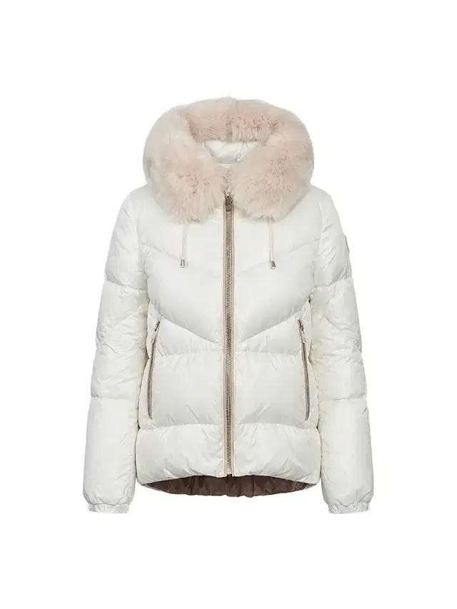 Gorski Women's Apres-Ski Parka with Detachable Merinillo Shearling Lamb Hood Trim - Ivory Iceberg - Size XL
