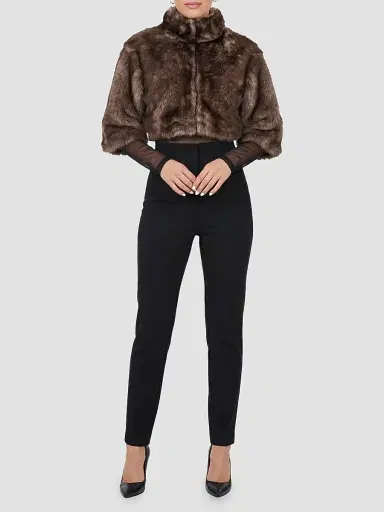 Gorski Women's Select Shearling Lamb Bolero Coat - Brown - Size XL | Thumbnail 2 Gorski Women's Select Shearling Lamb Bolero Coat - Brown - Size XL | Thumbnail 2