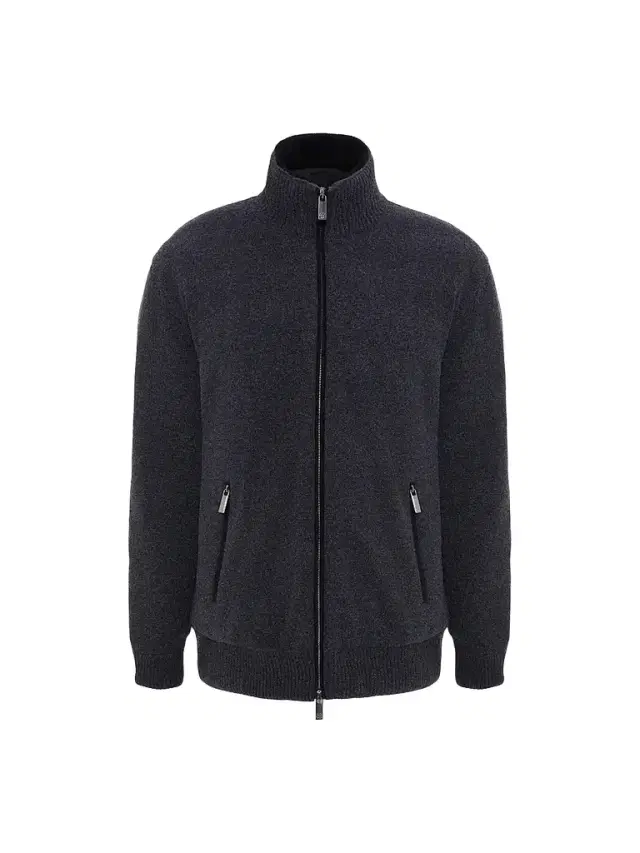 Gorski Men's Knit Jacket with Detachable Select Shearling Lamb Collar - Gray
