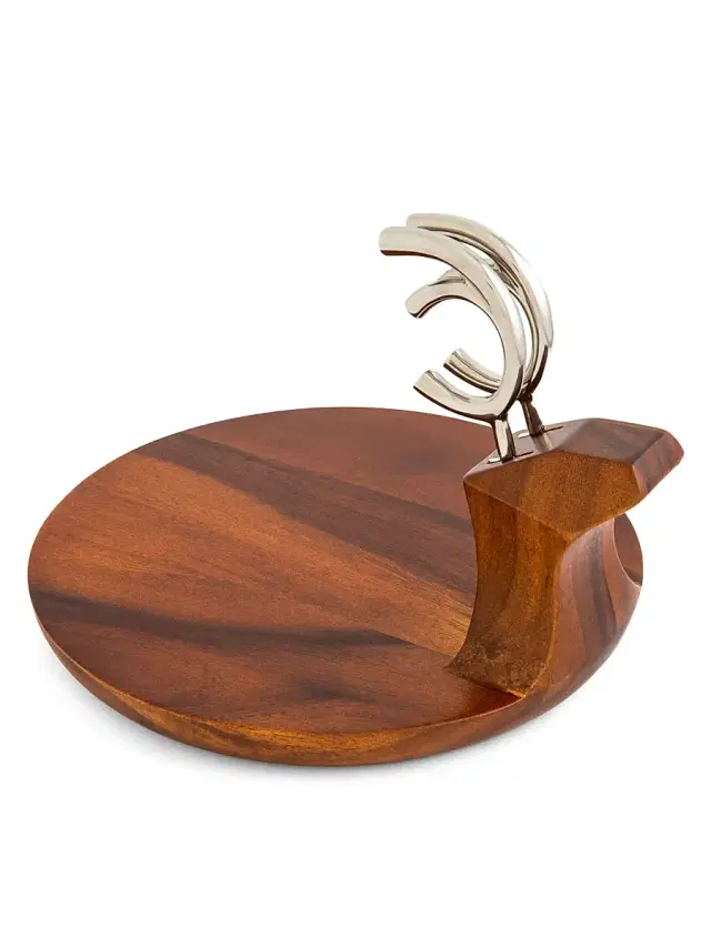 Nambé Acacia Wood Reindeer Platter - Brown