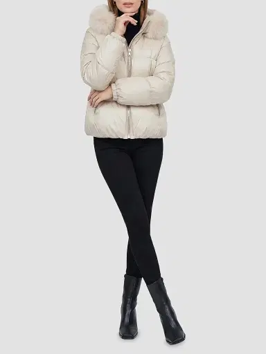 Gorski Women's Apres-Ski Parka with Detachable Merinillo Lamb Hood Trim - Beige Iceberg - Size XL | Thumbnail 2 Gorski Women's Apres-Ski Parka with Detachable Merinillo Lamb Hood Trim - Beige Iceberg - Size XL | Thumbnail 2