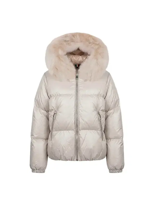 Gorski Women's Apres-Ski Parka with Detachable Merinillo Lamb Hood Trim - Beige Iceberg - Size XL