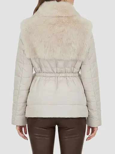 Gorski Women's Select Shearling Lamb Jacket with Quilted Sleeves and Back, Belt - Palomino | Thumbnail 5