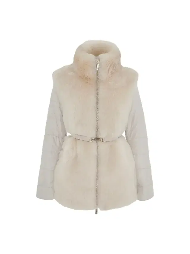 Gorski Women's Select Shearling Lamb Jacket with Quilted Sleeves and Back, Belt - Palomino