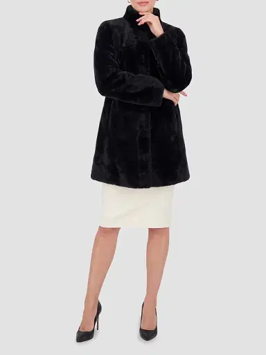Gorski Women's Merino Lamb Stroller Coat - Black - Size XL | Thumbnail 2 Gorski Women's Merino Lamb Stroller Coat - Black - Size XL | Thumbnail 2