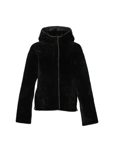 Gorski Women's Textured Shearling Lamb Jacket, Hood - Black - Size Large | Thumbnail 1