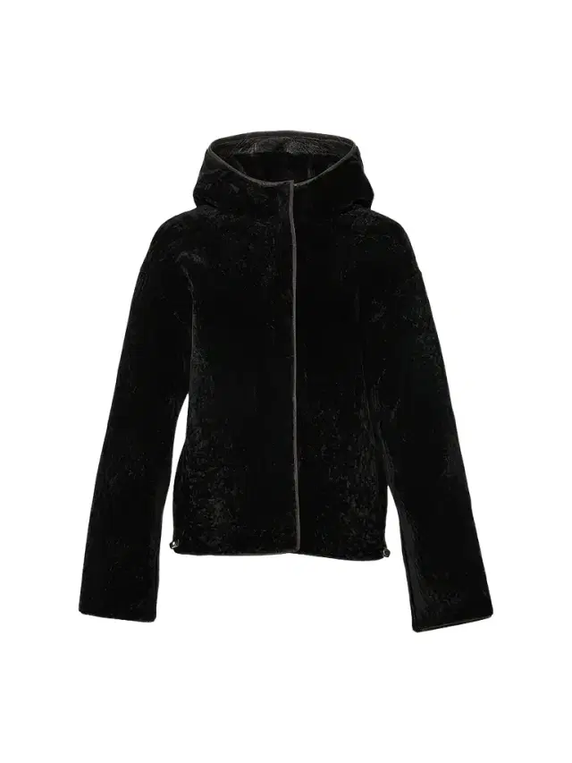 Gorski Women's Textured Shearling Lamb Jacket, Hood - Black - Size Large