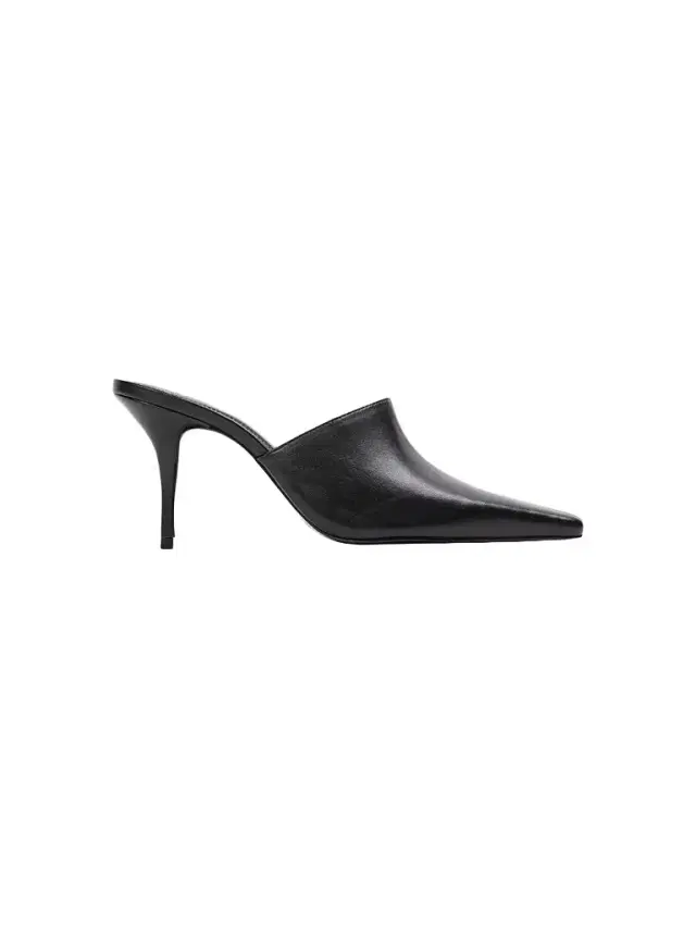 Black Suede Studio Women's Mesa 80MM Mules - Black Leather - Size 12