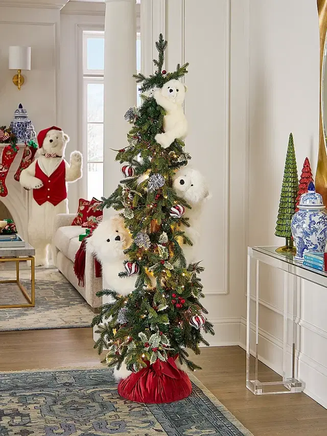 Ditz Designs By The Hen House 6' Peppermint Cheer White Trio Artificial Christmas Tree