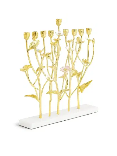 Michael Aram Wildflowers Brass & Marble Menorah | Thumbnail 4