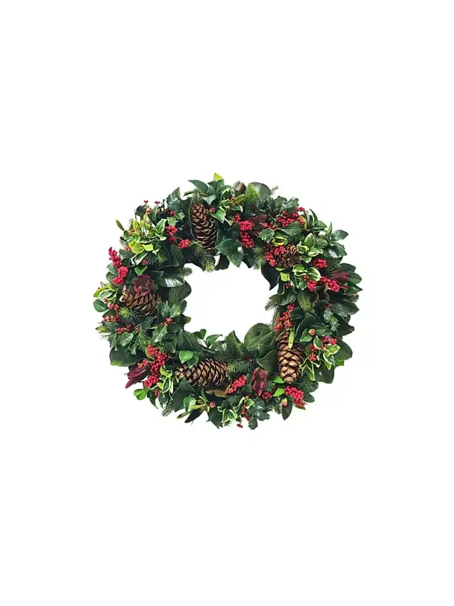 Winward Home Artificial Ilex/Pine Cone Wreath