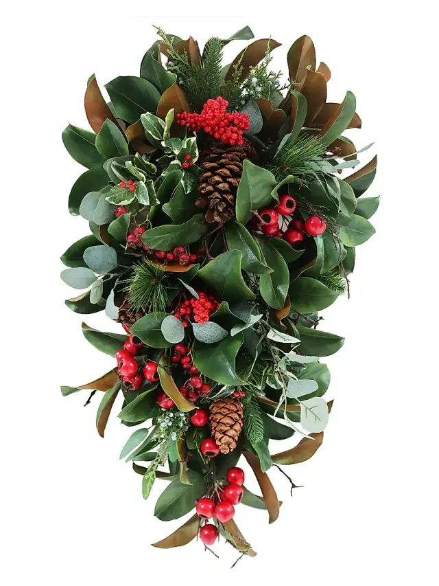 Winward Home Tear Drop Deluxe Large Faux Leaf Foliage - Red Green