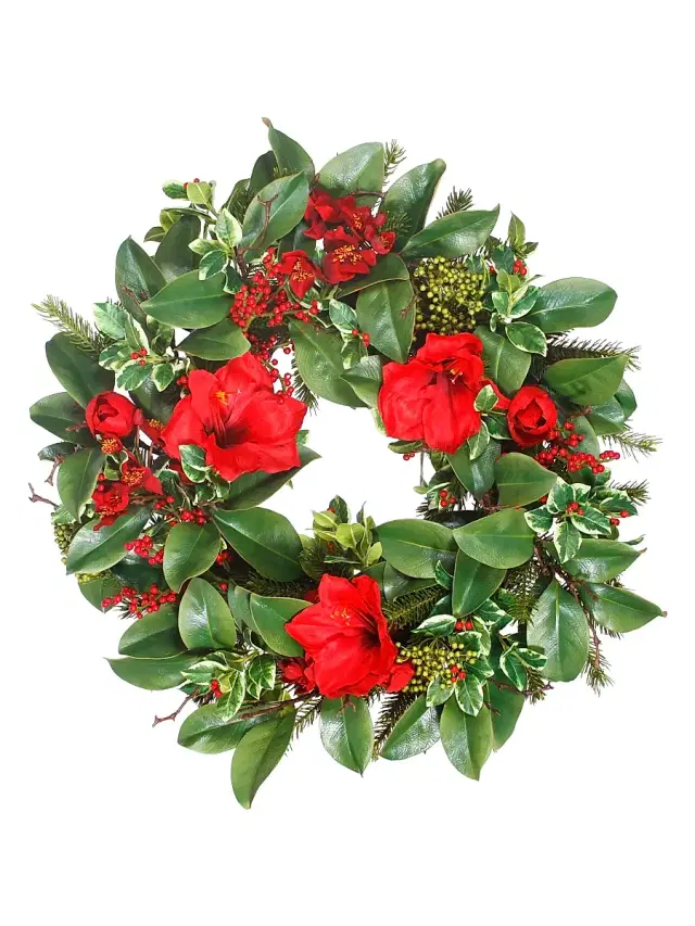 Winward Home Garden Amaryllis Faux Wreath