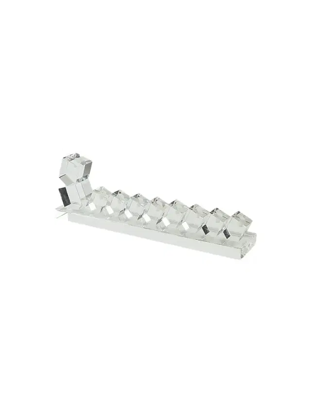 Tizo Crystal Glass Dreidel Menorah - Clear