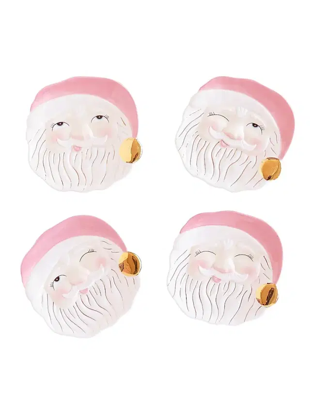 Glitterville Papa Noel 4-Piece Cookie Plate Set