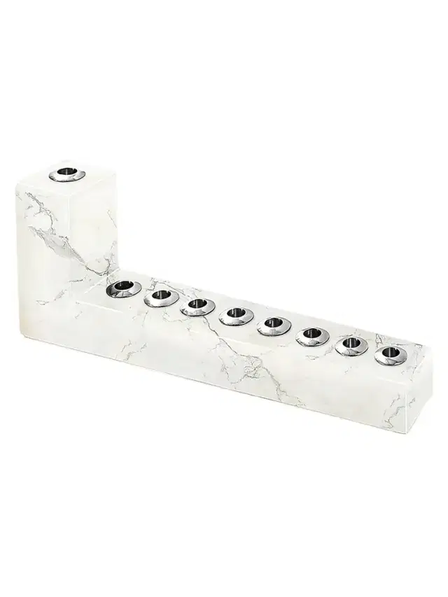 Anna New York Brillante Marble & Stainless Steel Menorah