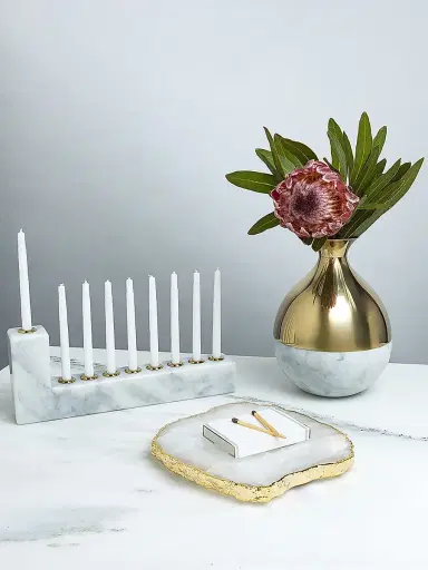 Anna New York Brillante Marble & Goldtone Stainless Steel Menorah | Thumbnail 2 Anna New York Brillante Marble & Goldtone Stainless Steel Menorah | Thumbnail 2