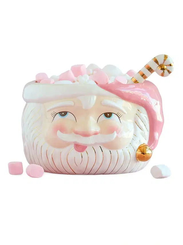 Glitterville Papa Noel Ceramic Punch Bowl & Ladle
