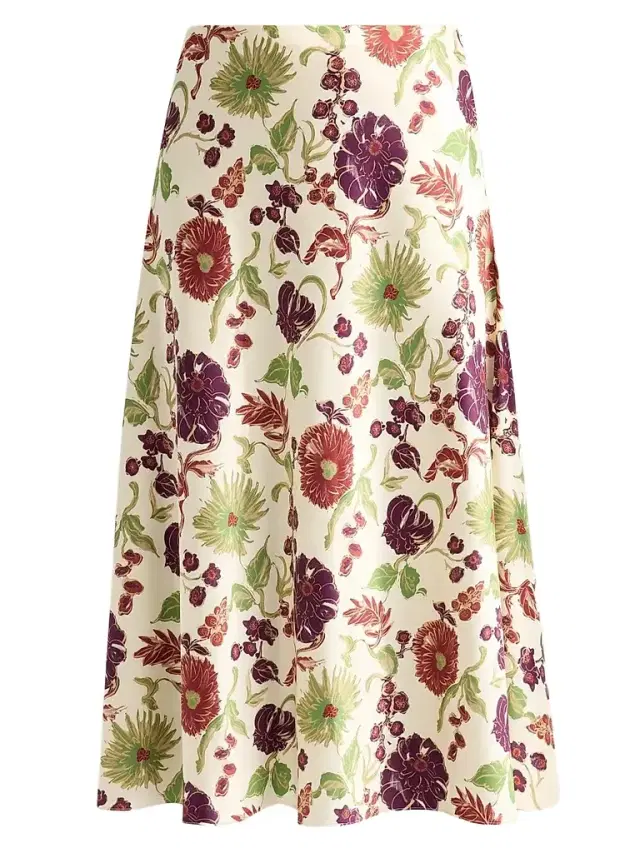 Tanya Taylor Women's Beth Floral A-Line Midi Skirt - Cream Multi