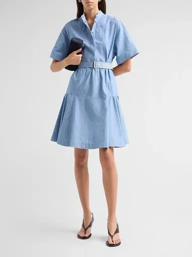 Burberry Women's Jean Denim Belted Dress - Stoke Blue Melange | Thumbnail 2 Burberry Women's Jean Denim Belted Dress - Stoke Blue Melange | Thumbnail 2