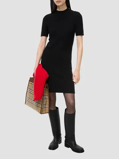 Burberry Women's Cassidy Cashmere Mini Dress - Black | Thumbnail 2
