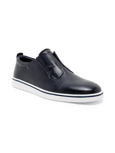 Ferragamo Men's Alfievit Leather Slip On Sneakers - Navy | Thumbnail 2